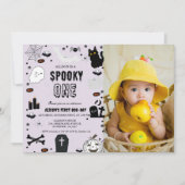 Spooky Een Halloween meisje eerste verjaardagsfees Kaart (Voorkant)