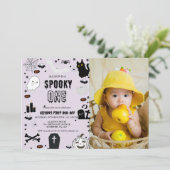 Spooky Een Halloween meisje eerste verjaardagsfees Kaart (Staand voorkant)