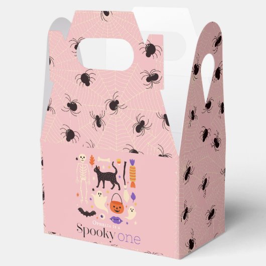 Spooky Een Halloween Motieven Roze 1e Verjaardag Bedankdoosjes (Geopend)