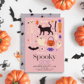Spooky Een Halloween Motieven Roze 1e Verjaardag Kaart