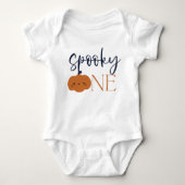 Spooky Een Halloween Oranje Pompoen Baby Bodysuit (Voorkant)