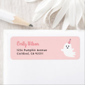 Spooky een Halloween roze spook retour adres Etiket (Insitu)