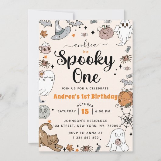 Spooky Een Halloween Schattige Ghost Verjaardagsfe Kaart (Voorkant)