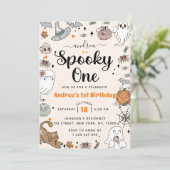 Spooky Een Halloween Schattige Ghost Verjaardagsfe Kaart (Staand voorkant)