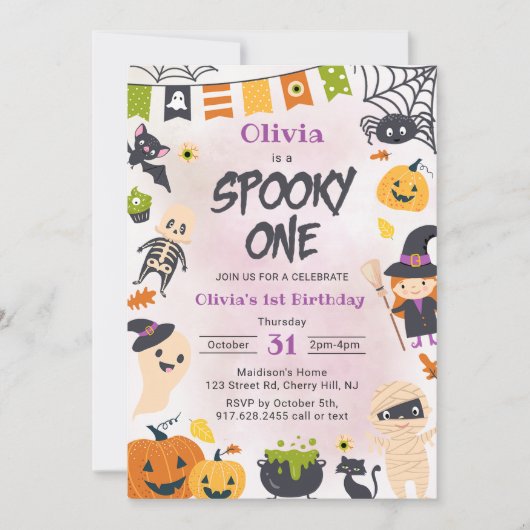 Spooky Een Halloween Schattige Ghost Verjaardagsfe Kaart (Voorkant)