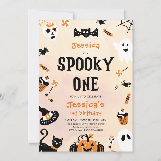 Spooky Een Halloween Schattige Ghost Verjaardagsfe Kaart (Voorkant)