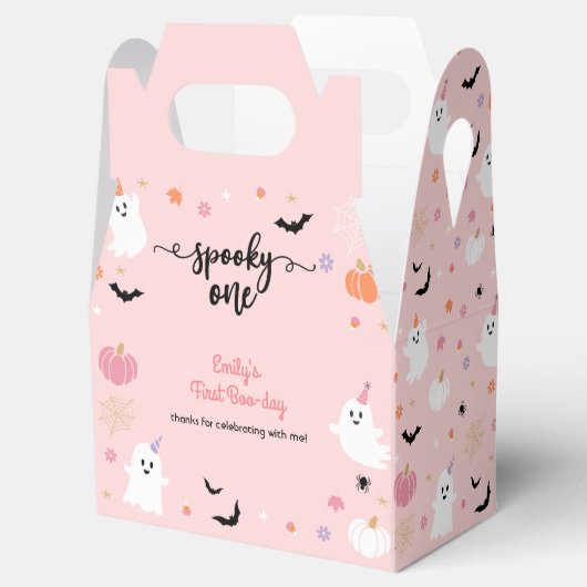 Spooky Een Halloween Schattige Roze Spook 1e Verja Bedankdoosjes (Geopend)