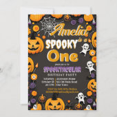 Spooky een Halloween verjaardag groovy retro Kaart (Voorkant)