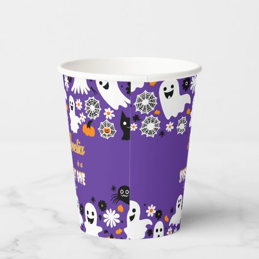 Spooky een Halloween verjaardag groovy retro madel Papieren Bekers (Rechts)