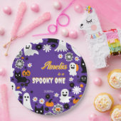 Spooky een Halloween verjaardag groovy retro madel Papieren Bordje (Feest)