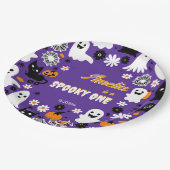 Spooky een Halloween verjaardag groovy retro madel Papieren Bordje (Gekanteld)