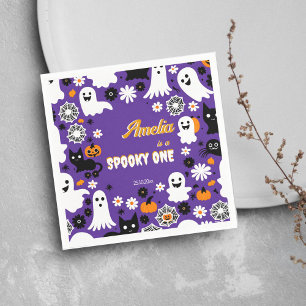 Spooky een Halloween verjaardag groovy retro madel Servet