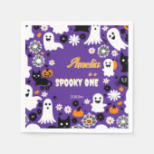 Spooky een Halloween verjaardag groovy retro madel Servet (Voorkant)