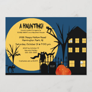 Spooky Een Haunting Halloween Party Uitnodiging