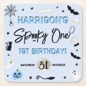 Spooky één! Jongens Halloween 1e verjaardagsfeestj Kartonnen Onderzetters (Voorkant)