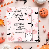 Spooky een leuke geest Roze meisje eerste verjaard Kaart