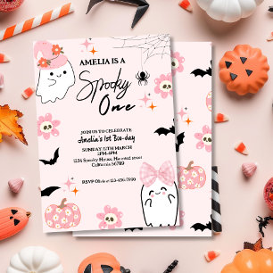 Spooky een leuke geest Roze meisje eerste verjaard Kaart