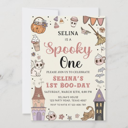 Spooky Een Leuke Ghost Halloween 1e Verjaardag Kaart (Voorkant)