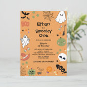 Spooky Een Leuke Ghost Halloween 1e Verjaardag Kaart (Staand voorkant)