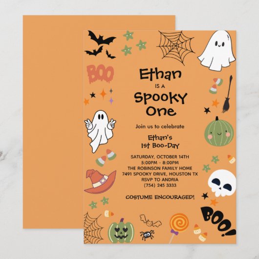 Spooky Een Leuke Ghost Halloween 1e Verjaardag Kaart (Voorkant / Achterkant)