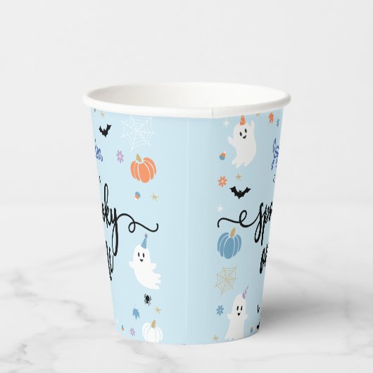 Spooky Een Leuke Ghost Halloween 1e Verjaardag Papieren Bekers (Rechts)