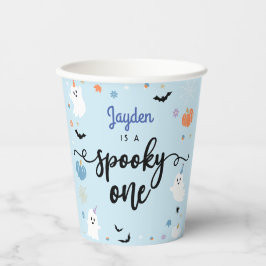 Spooky Een Leuke Ghost Halloween 1e Verjaardag Papieren Bekers