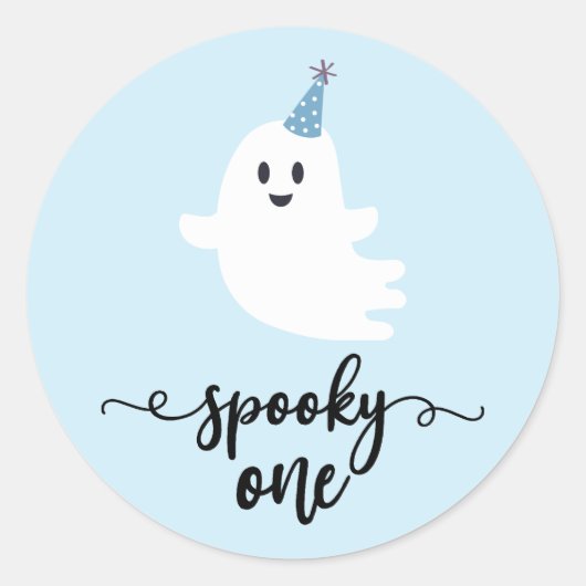 Spooky Een Leuke Ghost Halloween 1e Verjaardag Ronde Sticker (Voorkant)
