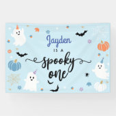 Spooky Een Leuke Ghost Halloween 1e Verjaardag Spandoek (Horizontaal)