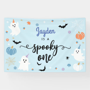 Spooky Een Leuke Ghost Halloween 1e Verjaardag Spandoek