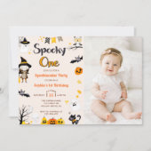 Spooky Een Leuke Halloween 1e Verjaardag Foto Kaart (Voorkant)