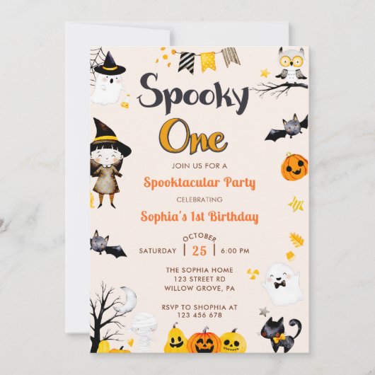 Spooky Een Leuke Halloween 1e Verjaardag Kaart (Voorkant)