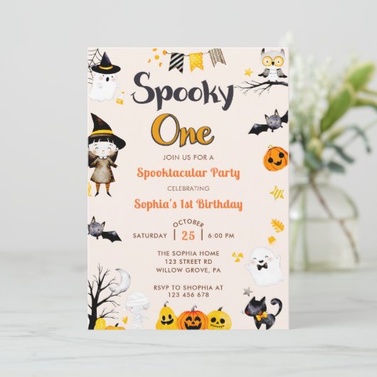 Spooky Een Leuke Halloween 1e Verjaardag Kaart (Staand voorkant)