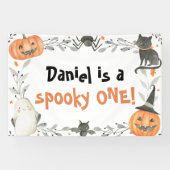 Spooky Een Leuke Halloween 1e Verjaardagsbanner Spandoek (Horizontaal)