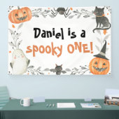 Spooky Een Leuke Halloween 1e Verjaardagsbanner Spandoek (Beurs)