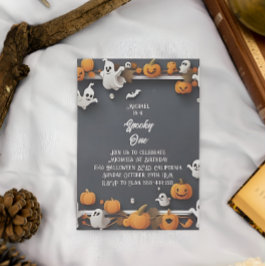 Spooky Een Leuke Halloween Eerste Verjaardag Kaart