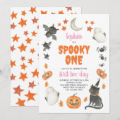 Spooky Een Leuke Halloween Ghost Meisje 1e Verjaar Kaart (Voorkant / Achterkant)