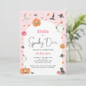 Spooky Een Meisje 1e Boo-Day Halloween Uitnodiging (Staand voorkant)