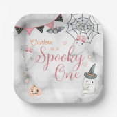 Spooky een meisje Halloween 1e verjaardag Papieren Bordje (Voorkant)