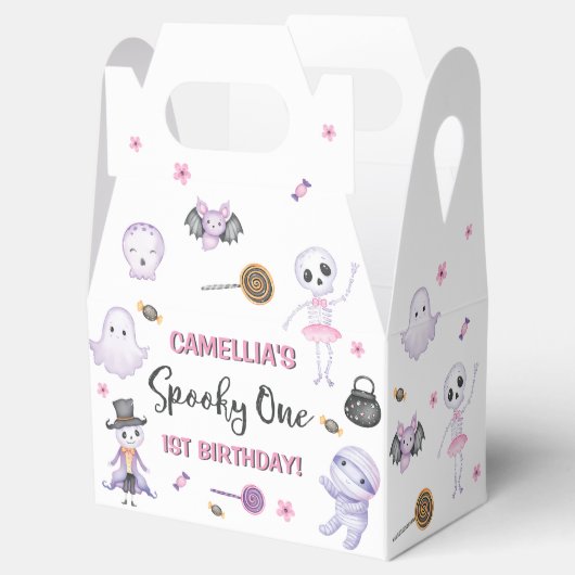 Spooky Een Meisjes Halloween 1e Verjaardag Bedankdoosjes (Geopend)