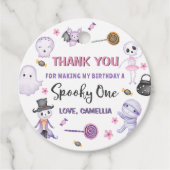 Spooky Een Meisjes Halloween 1e Verjaardag Bedankjes Labels (Voorkant)