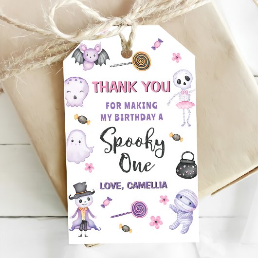 Spooky Een Meisjes Halloween 1e Verjaardag Cadeaulabel