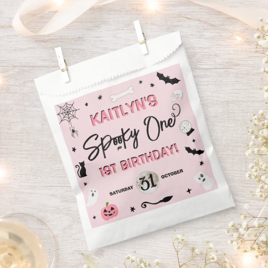 Spooky één! Meisjes Halloween 1e verjaardagsfeestj Bedankzakje (Geknipt)