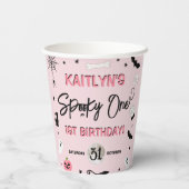 Spooky één! Meisjes Halloween 1e verjaardagsfeestj Papieren Bekers (Achterkant)