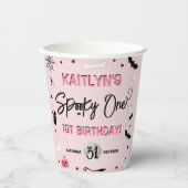 Spooky één! Meisjes Halloween 1e verjaardagsfeestj Papieren Bekers (Voorkant)