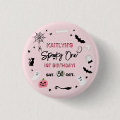Spooky één! Meisjes Halloween 1e verjaardagsfeestj Ronde Button 3,2 Cm (Voorkant)