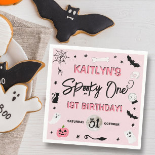 Spooky één! Meisjes Halloween 1e verjaardagsfeestj Servet