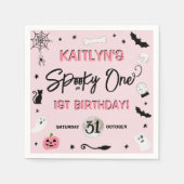 Spooky één! Meisjes Halloween 1e verjaardagsfeestj Servet (Voorkant)