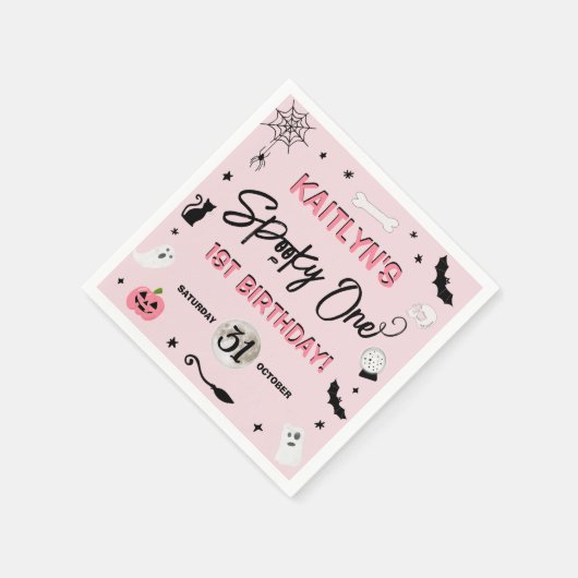 Spooky één! Meisjes Halloween 1e verjaardagsfeestj Servet (Hoek)