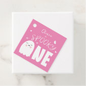 Spooky Een Meisjes Roze Spook Halloween 1e Verjaar Bedankjes Labels (In situ)