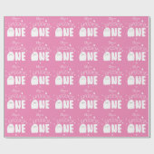 Spooky Een Meisjes Roze Spook Halloween 1e Verjaar Cadeaupapier (Vlak)